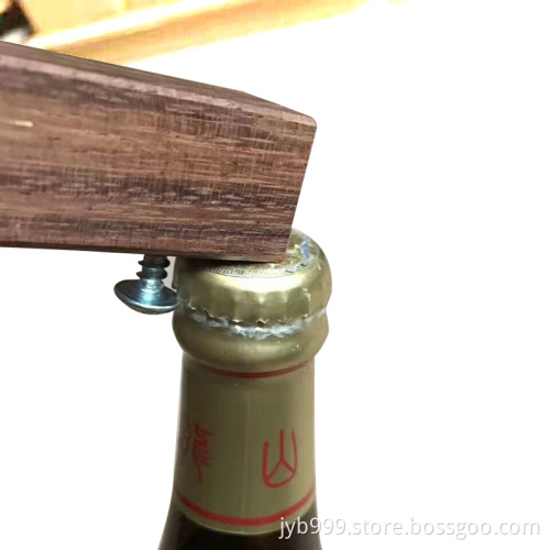 new design wooden strong metal nail push down bottle opener